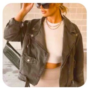 Distressed black denim jacket - 12th Tribe